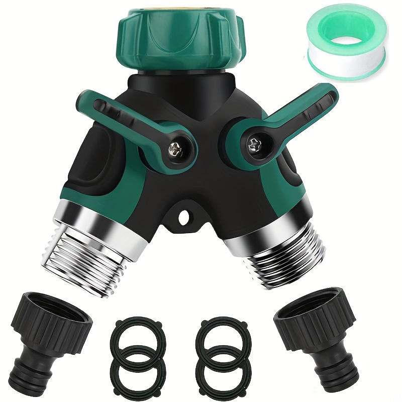 TEMU Heavy-duty Metal Y-shaped Hose Splitter 3/4 Inch - Threaded Durable Garden Tap Adapter For Outdoor Yard Watering, Lawn Care & Drip Irrigation