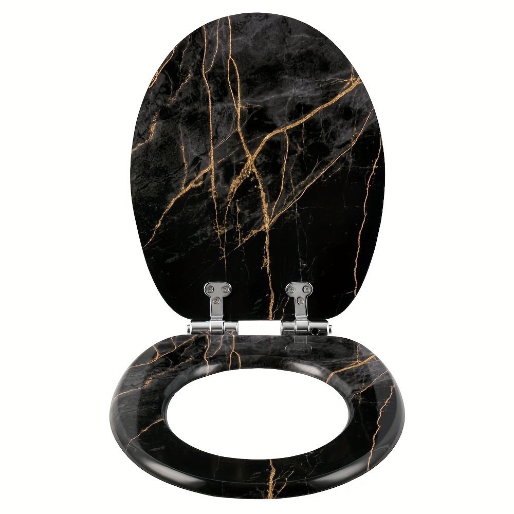 1pc Of Toilet Seat With Automatic Lowering Lid, Featuring Quick-release Function For And Installation.