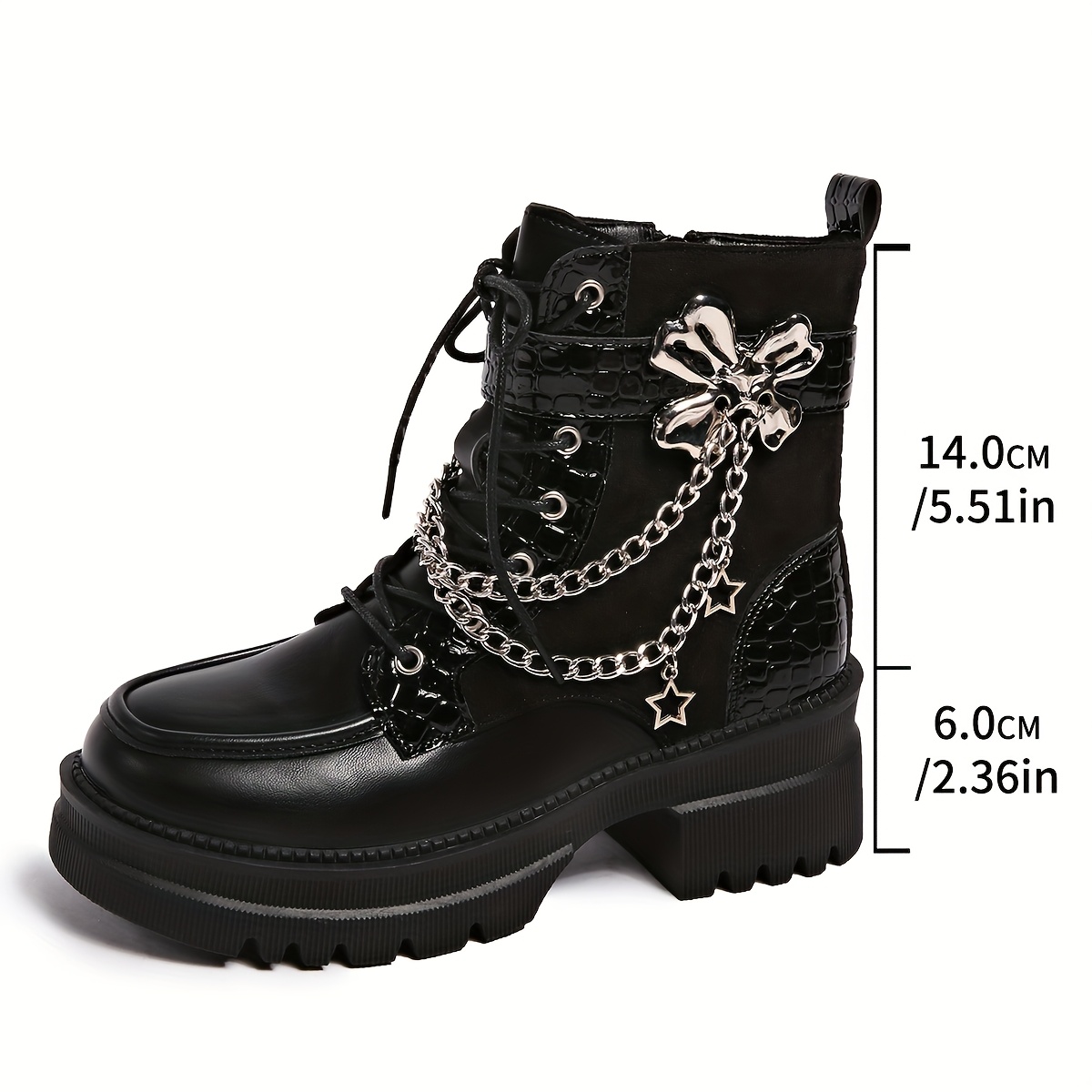 womens punk platform boots black crocodile embossing - Temu Portugal