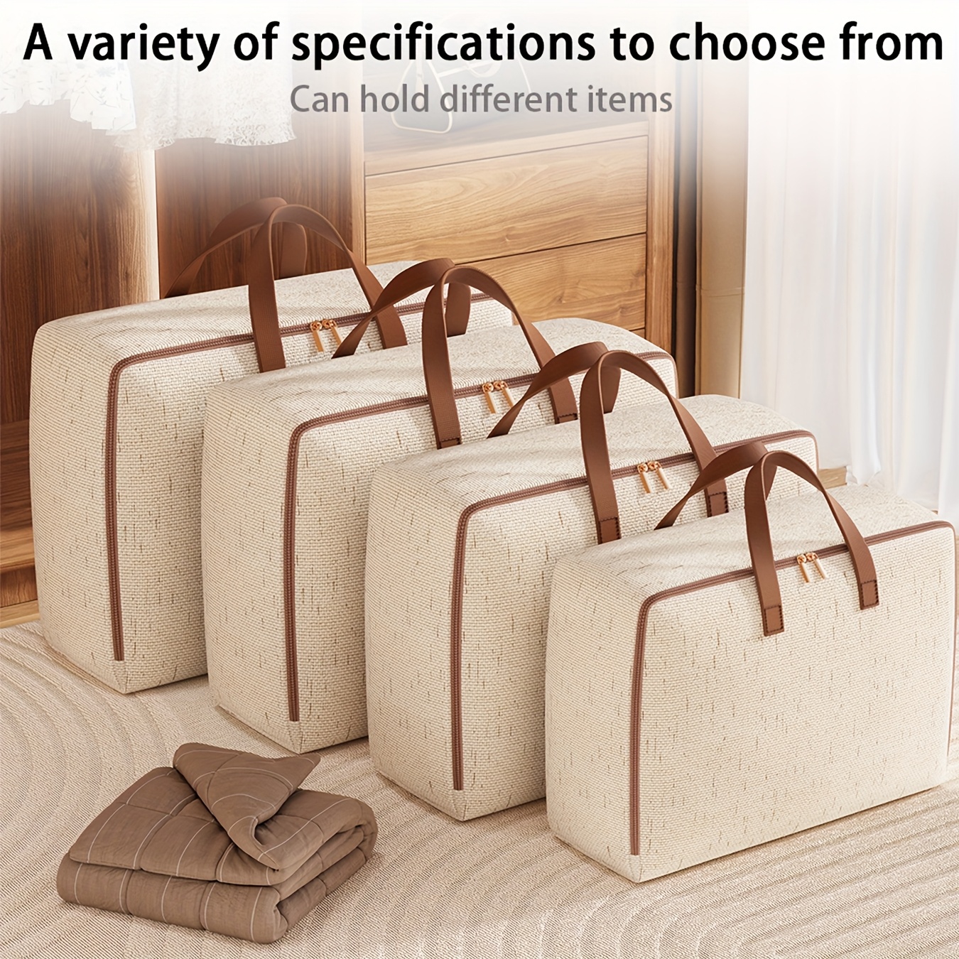 Duty Storage Moving Bags Quilt storage Blanket storage with Handles, Extra Large Moving Bags, Strong Handles & Zippers, Storage Totes for Space Saving, Fold Flat, Alternative to Box and Bin, Sewing Storage