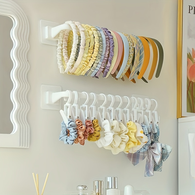 

Contemporary Plastic Wall-mounted Coat Hooks - Unfinished, Easy Install, Space-saving Headband And Hair Accessory Organizer Rack - No Drilling Required
