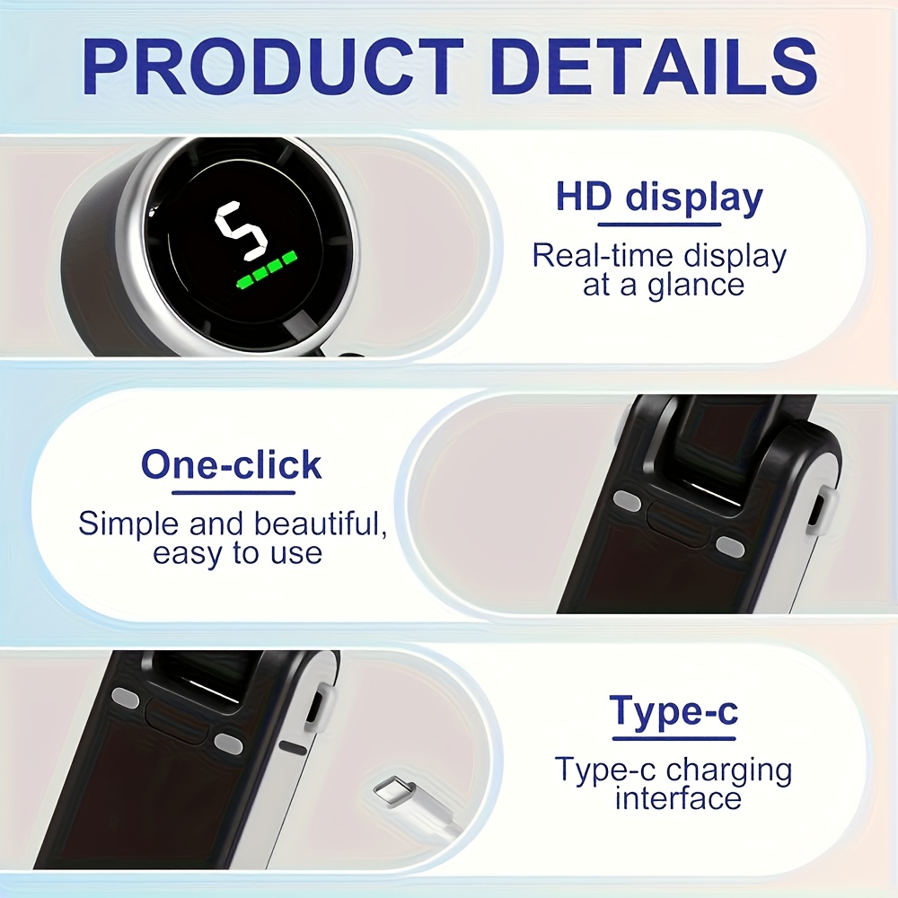 Portable Mini Handheld USB Rechargeable Fan Suitable for All Seasons, 5-Speed Adjustable Personal Cooling Fan with Smart LED Display, Quiet Operation & Long Battery Life, USB- for Travel,, Office, for and -the- Use