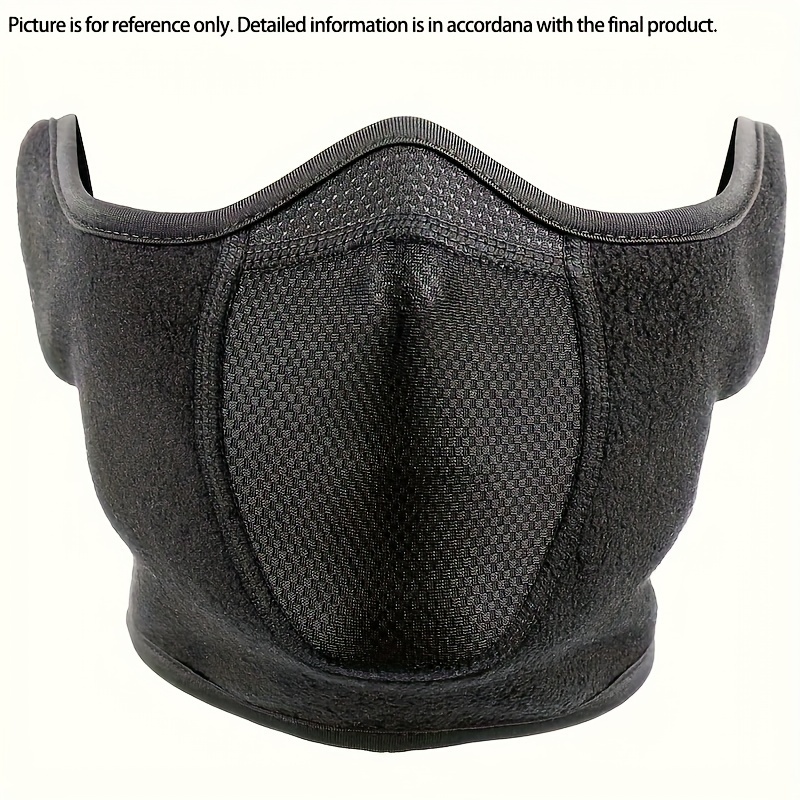 

Breathable & Adjustable Winter Face Mask For Outdoor Sports - Warm, Coldproof With Ear Protection, Black Polyester