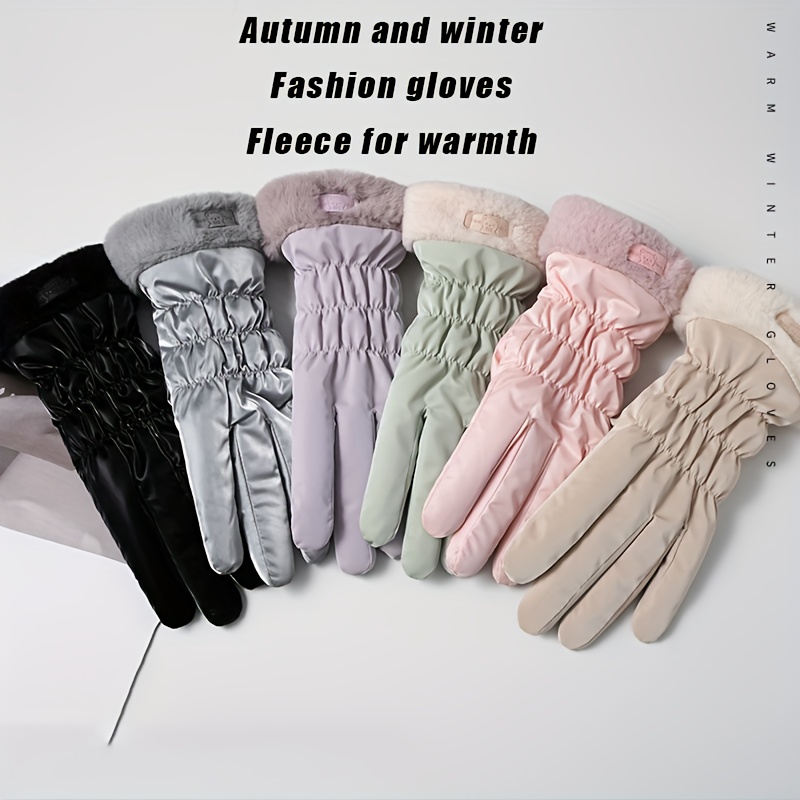 

1 Pair Of Autumn And Winter Warm Gloves For Women, Plus Velvet And Thickened, Outdoor Cycling And Sports, Windproof And Touchscreen Bear Gloves