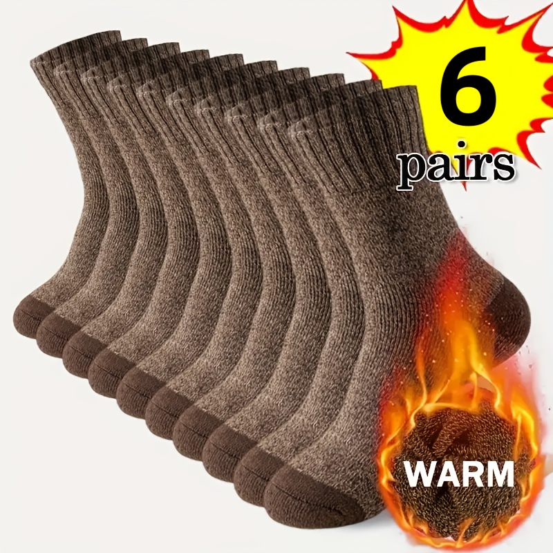 6 Pairs Men Women Winter Warm Socks, Thick Comfortable