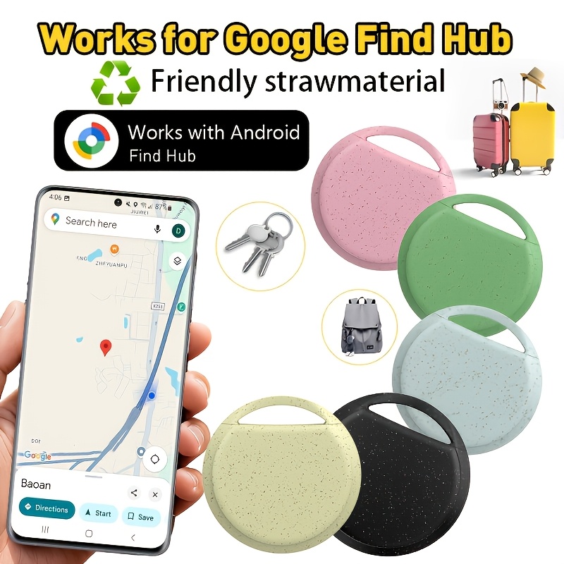 tracking tags for   friendly strawmaterial   tags built in 1 year interchangeable battery for google find hub app   app luggage   keys locator
