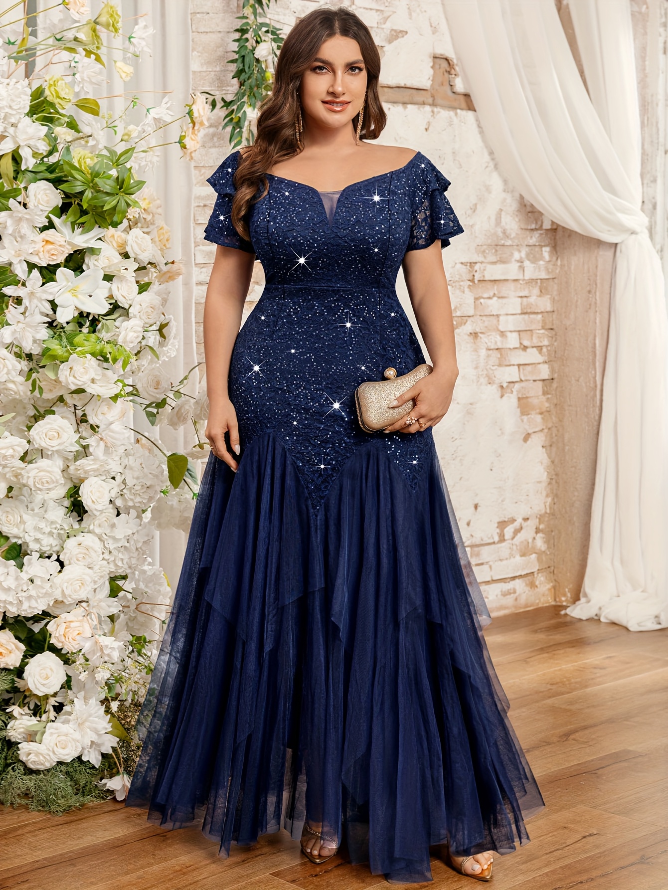 self portrait cocktail dress Blue Metallic Tiered Midi Dress main image 1