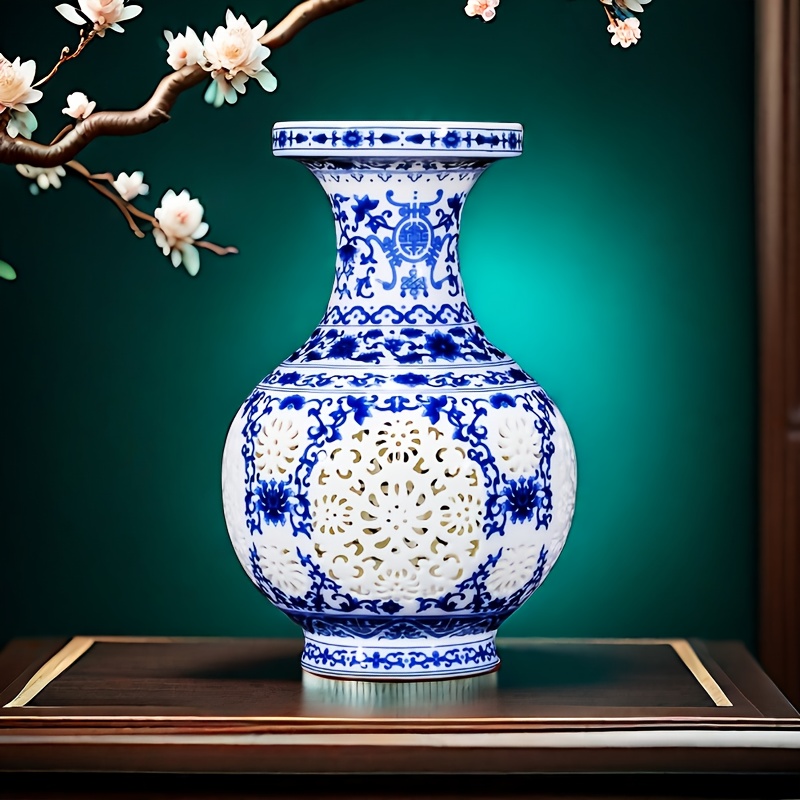 セ 花瓶 青と白の ル磁器花瓶 リビン ・エントランス・テーブ 用ク で