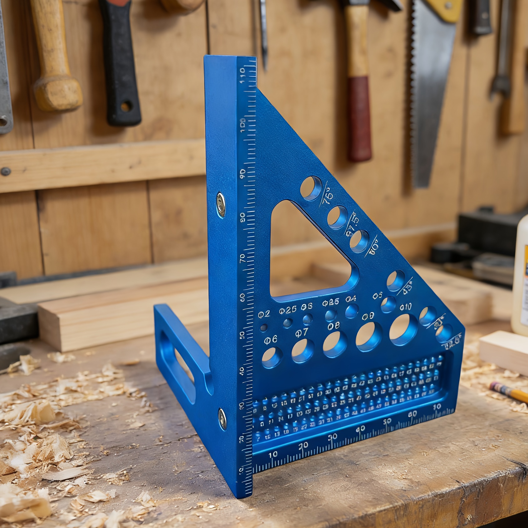 TEMU Nouveau équerre et règle triangulaire pour , règle de traçage multi-angle et multifonctionnelle en d'aluminium