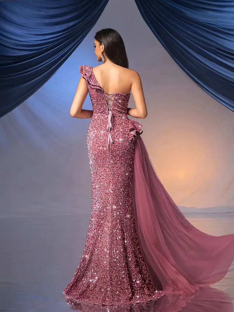 pink dress with tail Blush Pink Embellished Dress with Feathered Tail L
