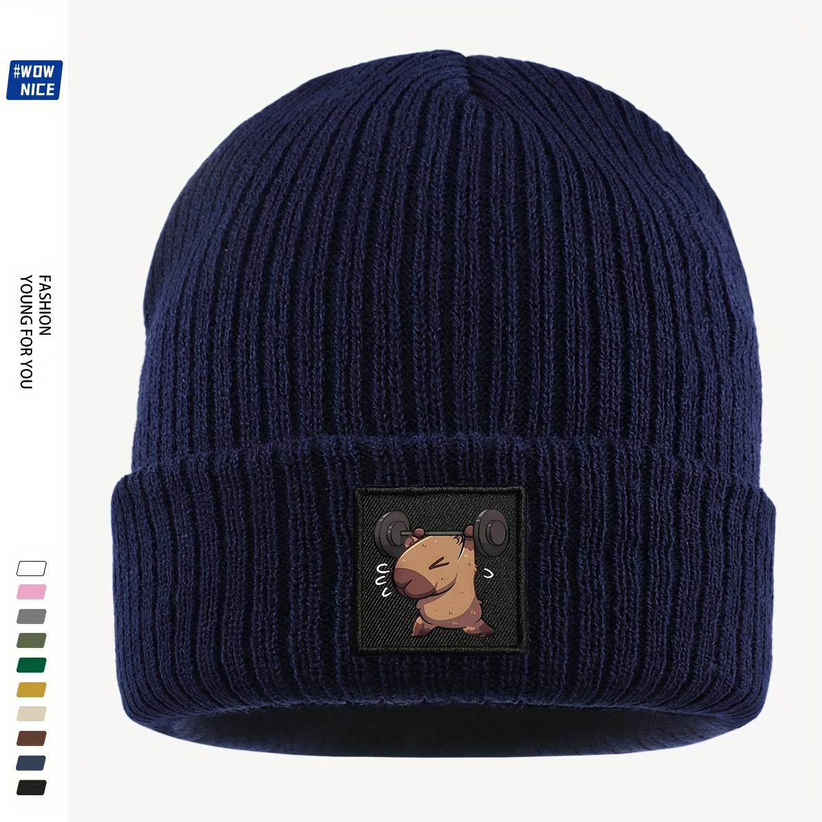 TEMU 1pc Capybara Cute Animal Beanie Skullies Comfortable And Warm Beanie For Men And Women, Ideal For Outdoor Sports In Autumn And Winter, Suitable