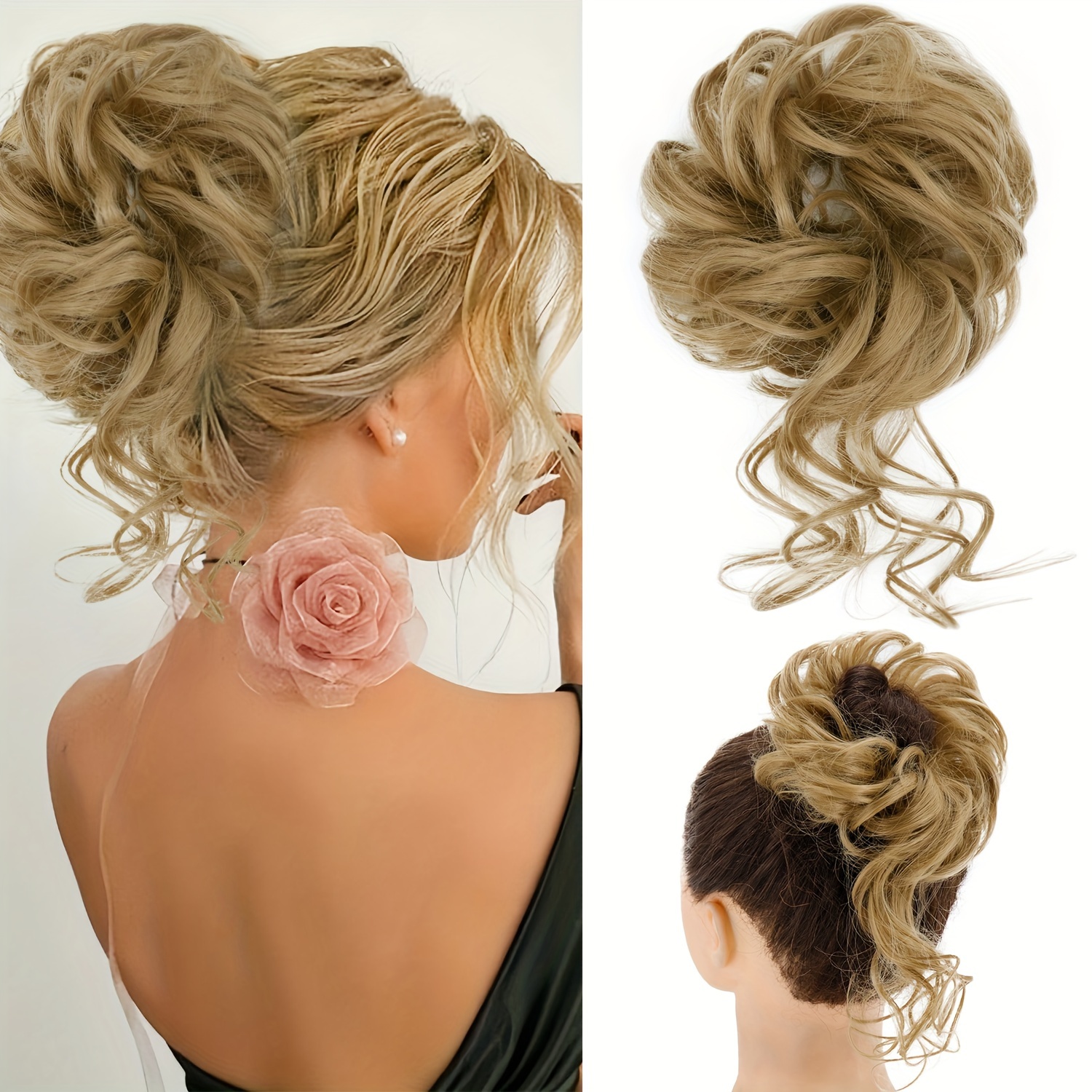 おだんごヘアエクステンション 乱れたおだんごヘアピース女性のためのヘアエクステンション乱れたアップスタイルカーリーウェーブシュシュお おだんごヘアエクステンション  乱れたおだんごヘアピース女性のためのヘアエクステンション乱れたアップスタイルカーリー ... 乱雑なお団子ヘアピース 女性用おだんごヘアピース 乱れたアップヘア ストレートカーリーミックス ポニーテールエクステンション フェイ