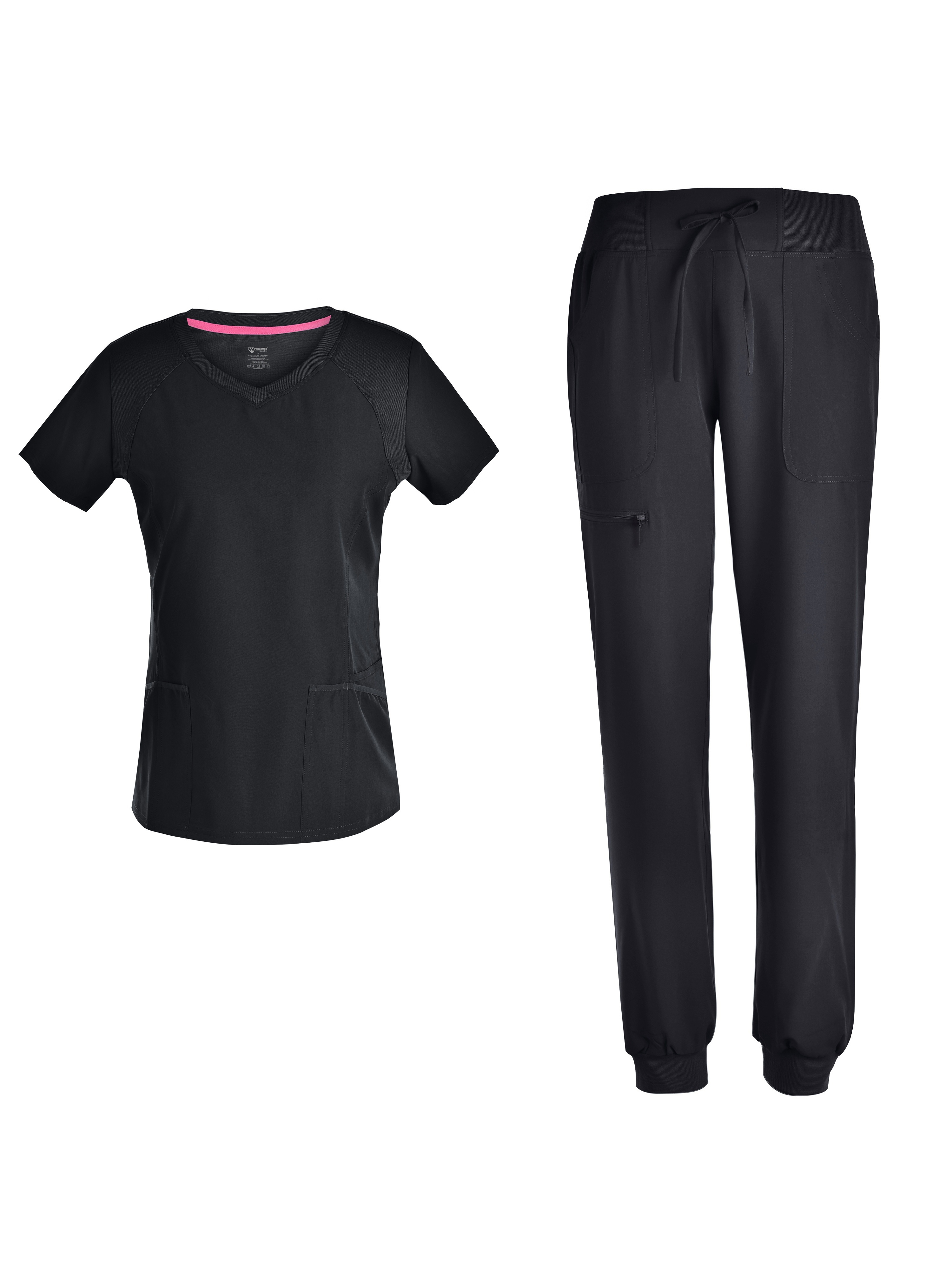 Women's Jogging Scrub Elastic Nurse Uniform with Pockets, Breathable Hand-Washing Outfit Set PS1116