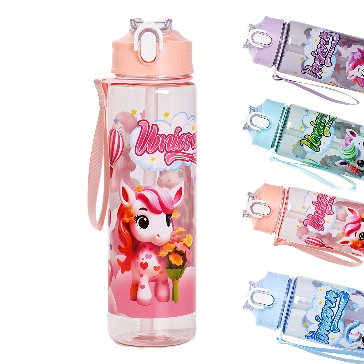 Image of 1pc 25oz (approximately 700ml) Colorful Pony-themed Water Bottle - Leak-proof And Portable, Suitable For Outdoor Activities, Camping, Travel, And Fitness