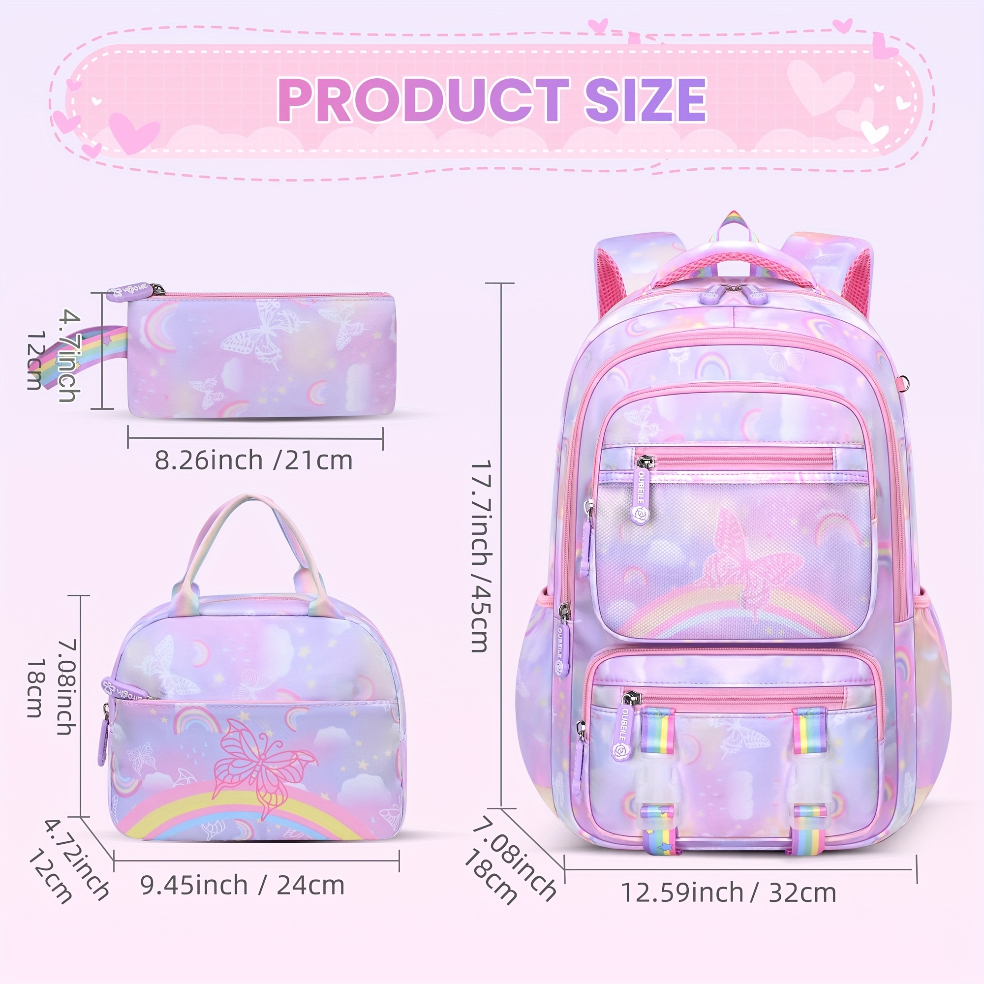 Rainbow High Rucksack Für Kinder – Violetter Schulranzen 32 Cm, Mit Verstellbaren Trägern, Für Kindergarten & Schule