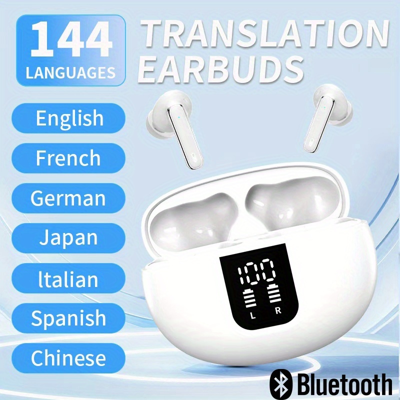 TEMU Intelligent Ai Translation Headset, In-ear Wireless Headset, 144 Languages Real-time Translation, Accurate Translation, Communication ,