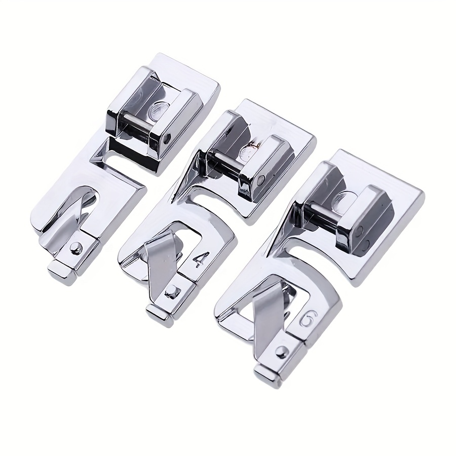 3pcs Rolled Hem Presser Foot Set, 3mm/4mm/6mm Sizes - Fit For Brother & Home Sewing Machines