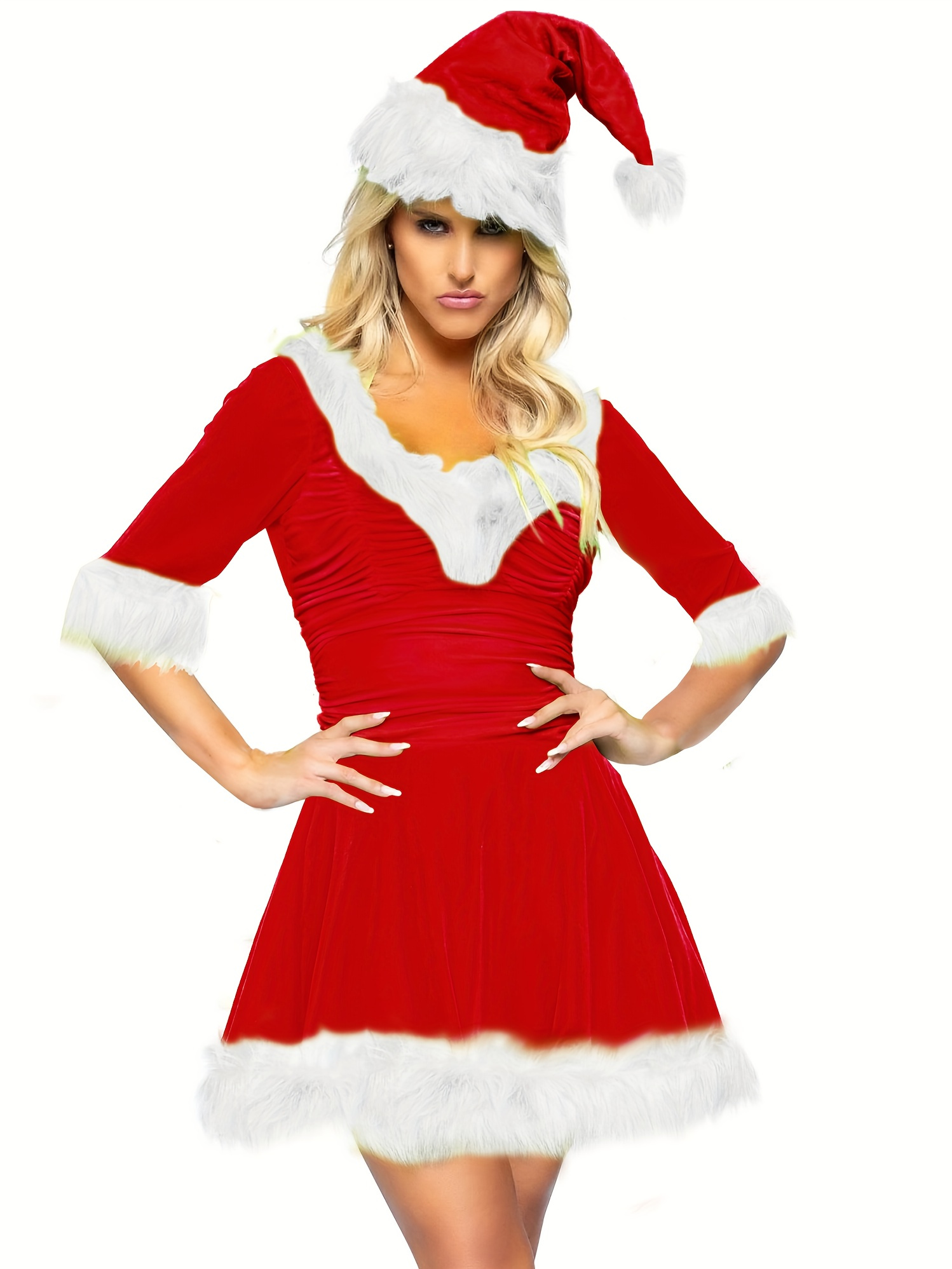 green plaid babydoll dress Mrs. Claus Green Velvet Dress