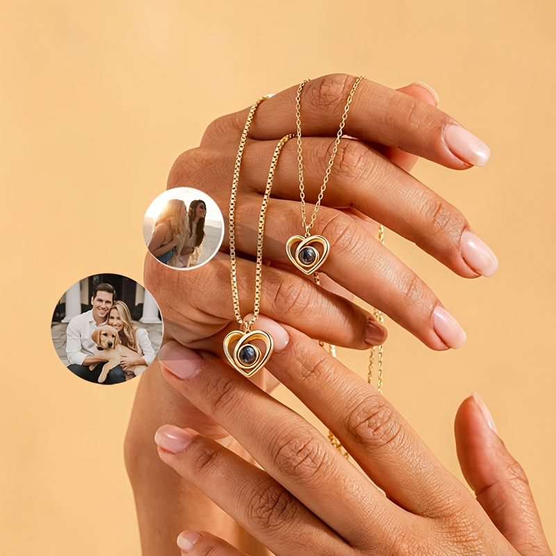 Custom Photo Necklace with Heart Projection Pendant
