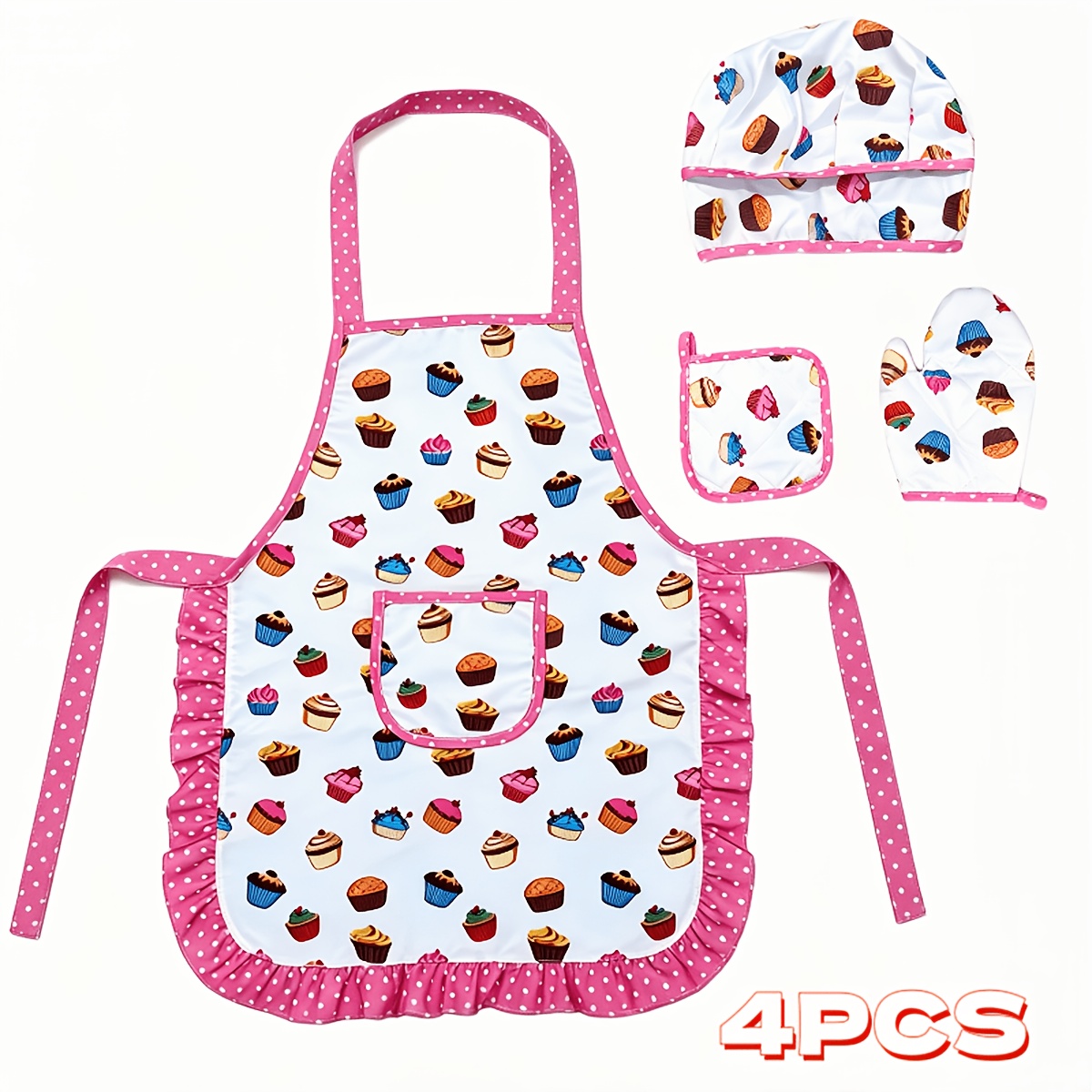 Image of Children's Pretend Play, Cooking And Baking , 4/11pcs With Children's Apron, And Kitchen Utensils, Random Color Baking Mold Set, And Pretend Kitchen Toy, Birthday Gift For Girls And Boys.