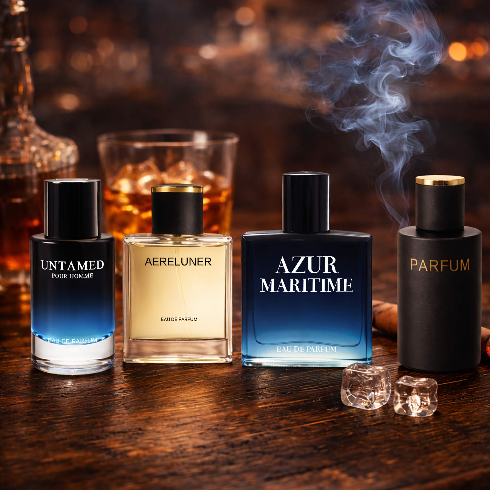 Image of 4-bottle Perfume Gift Box Set, Notes, Leather , Citrus Notes, Unisex, For Business , Daily , Dates And Parties, Long-lasting Set, Festival Gift