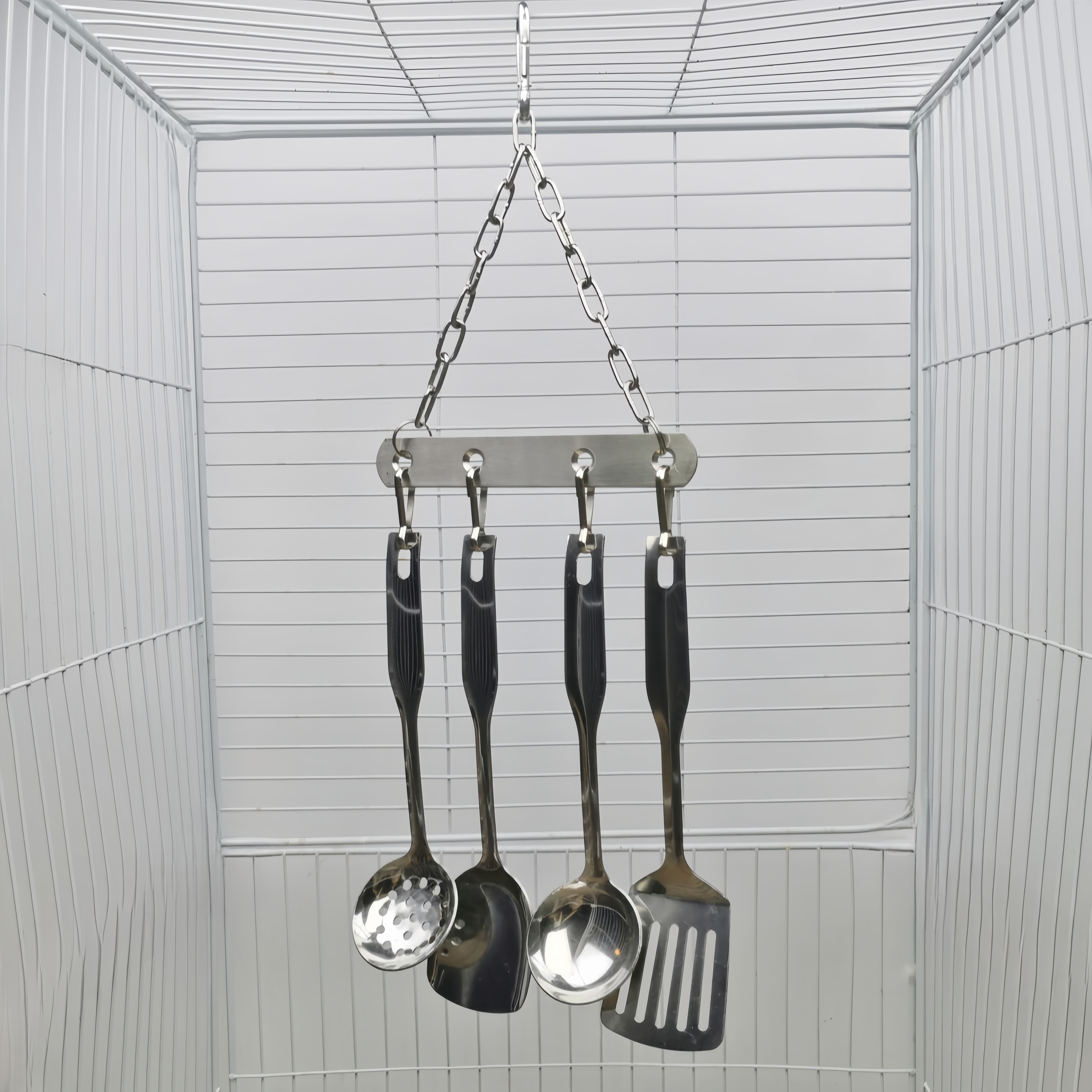 Stainless Steel Parrot Chew Toy - Durable Hanging Cage Accessory For Medium To Large Birds, Ideal For Macaws & Other Large Birds
