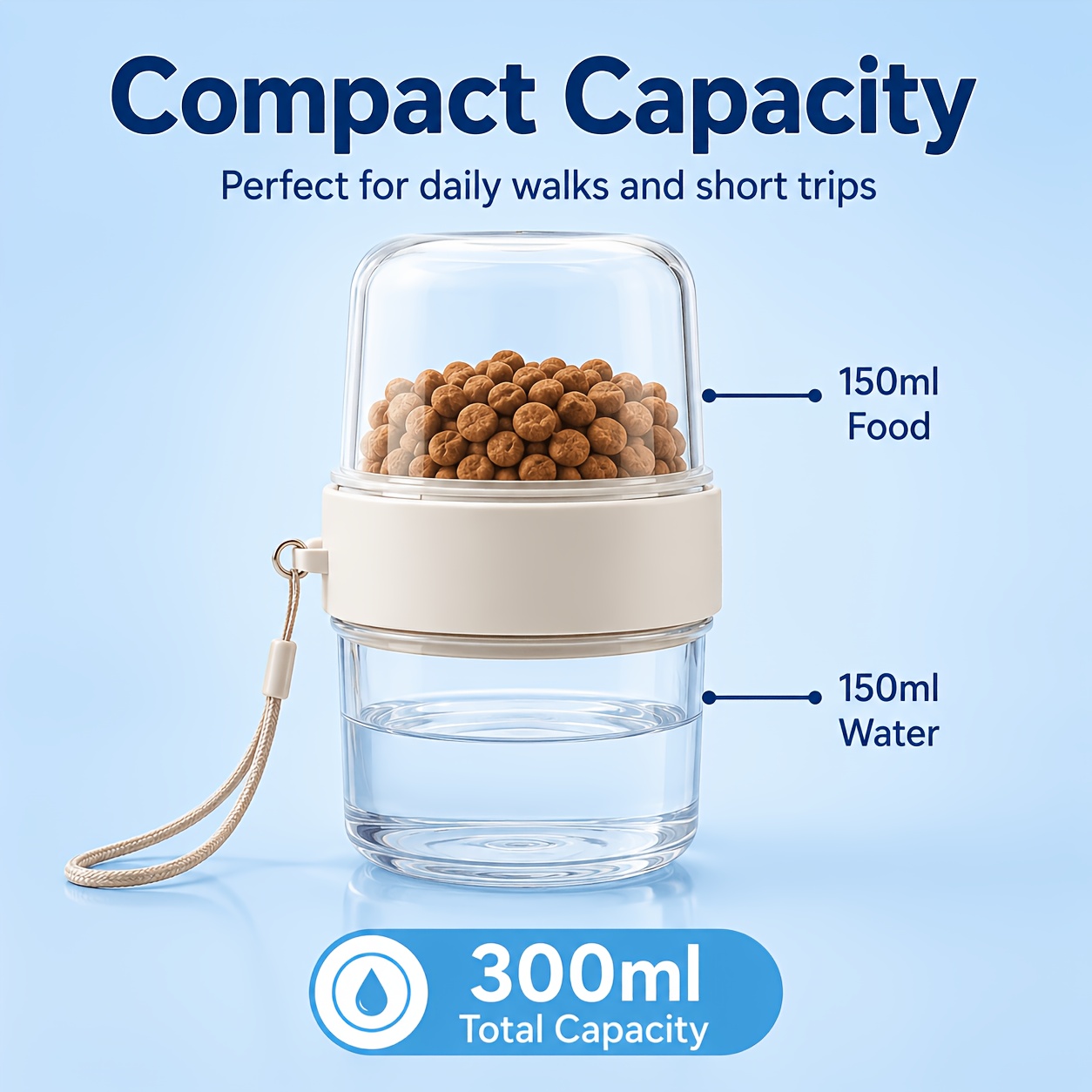 2-In-1 Portable Pet Food and Water Container, Travel Feeding Cup