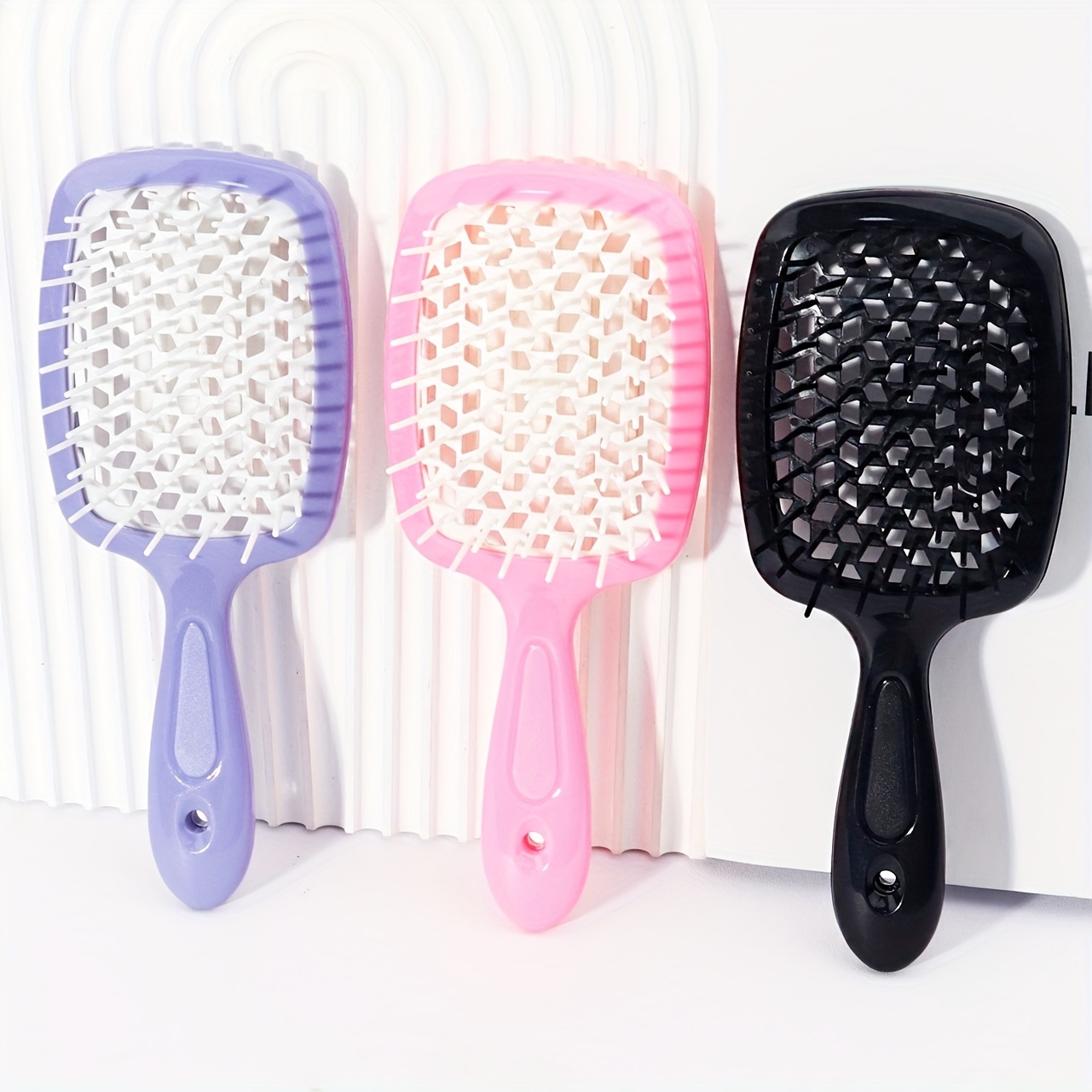 Image of 3pcs High-quality Color Air Cushion Comb, Hollow Massage Brush, Anti-static And Anti Hair, Suitable For Dry And Wet Use
