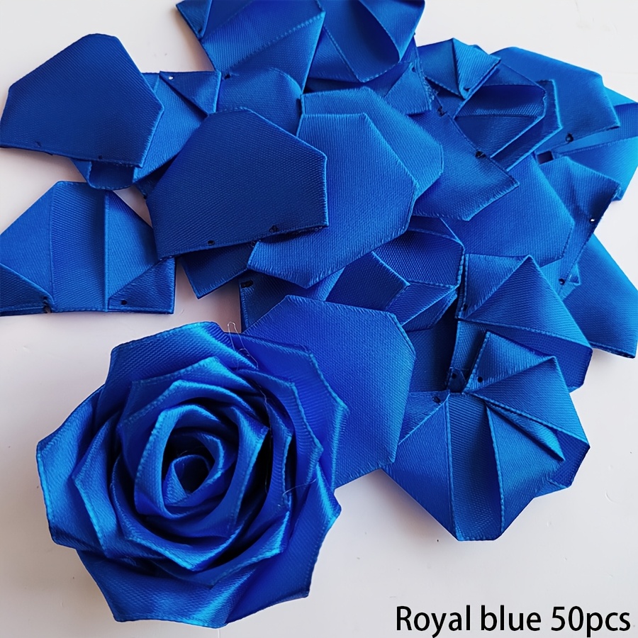 TEMU 50pcs Handmade Ribbon Petals, Handmade Rose Petals, Handmade Semi-finished Products, Very Suitable For Diy Eternal Flowers, Wedding Roses, ,