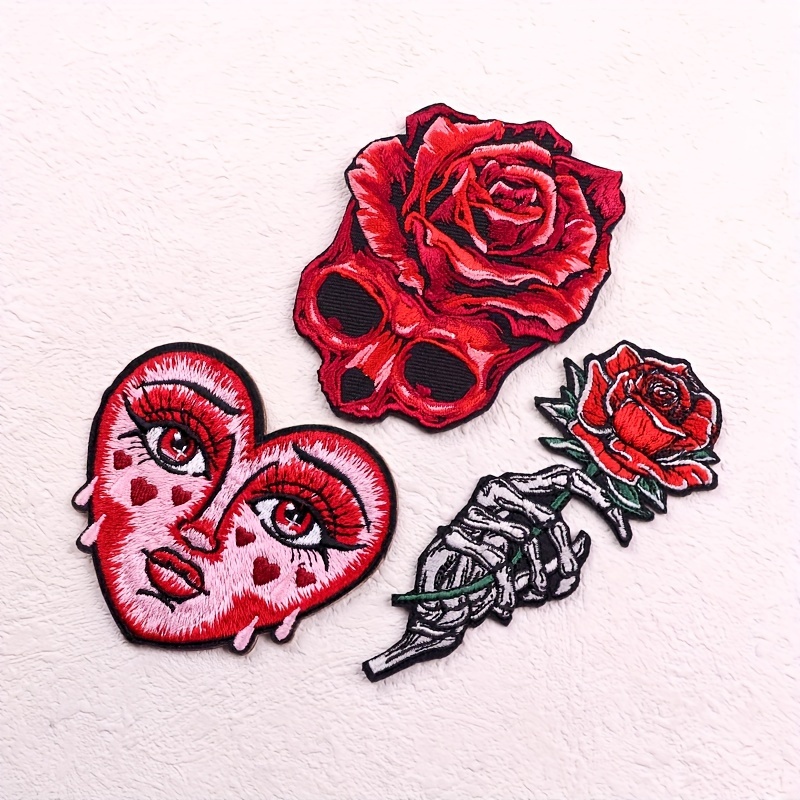

Art Deco Fabric Patches Set - Universal Seasonal Decor, Iron On/sew On Embellishments, No Electricity Required, & Rose Designs, Punk Hip Hop Style, Non-feathered Adhesive Clothing Accents