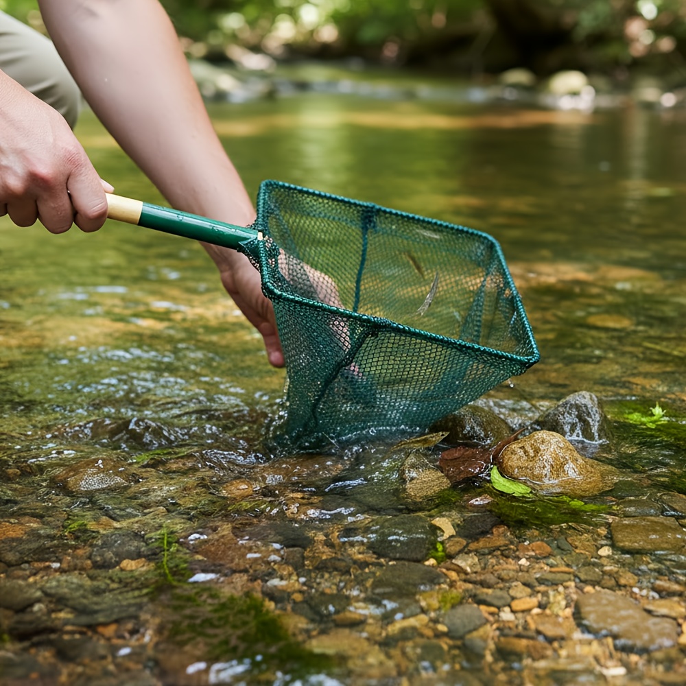 For Small Fish And Shrimp, Fine Mesh To Prevent Fish And Shrimp From Escaping, Wooden Handle, Lightweight, Suitable For Catching In , Rivers, Ditches, And Fish Tanks