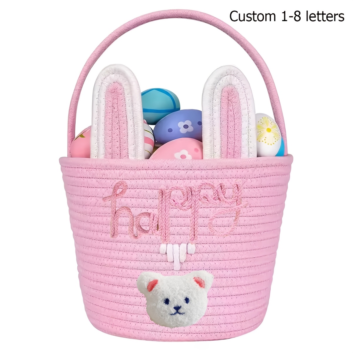 Personalized Custom Name Woven Rabbit Storage Basket