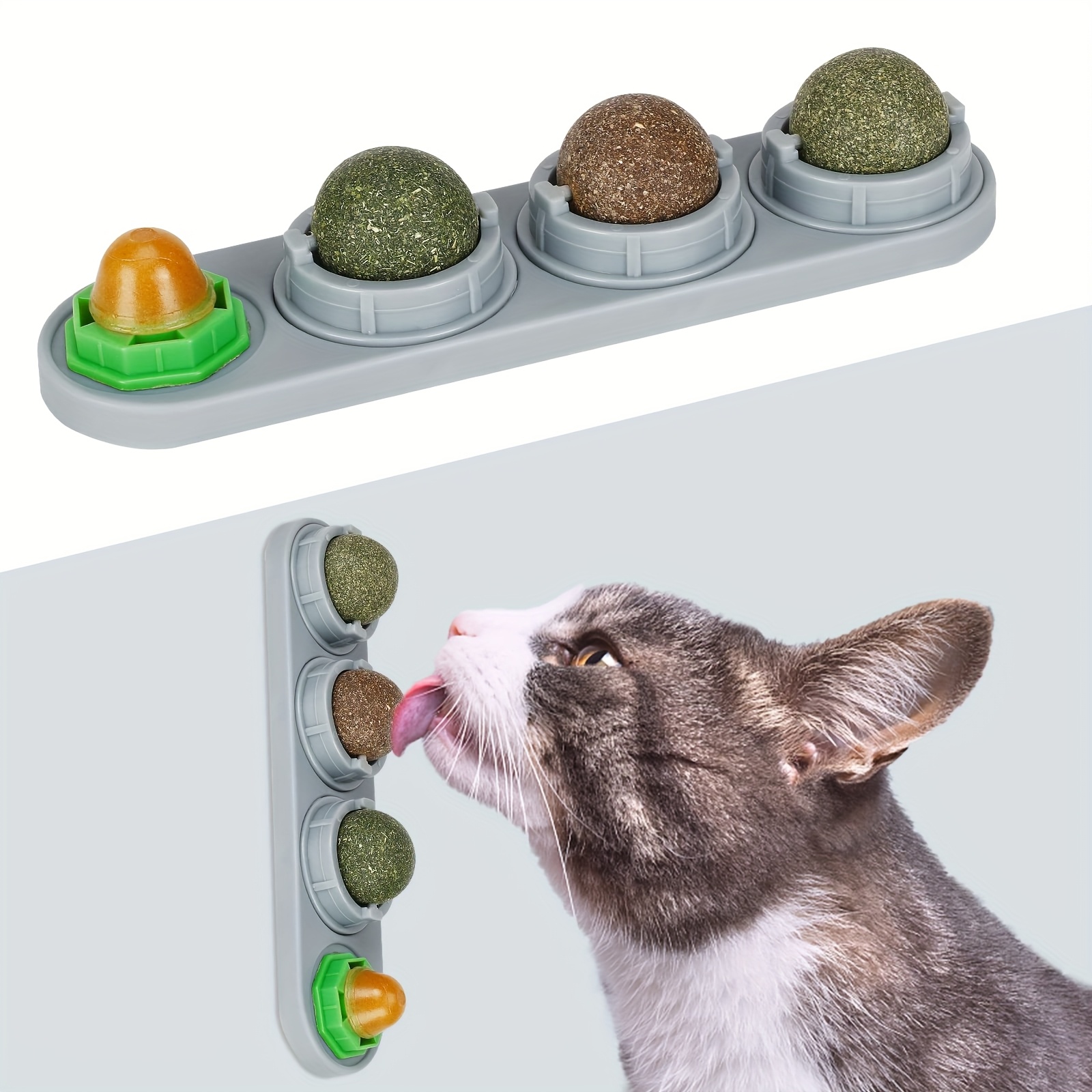 TEMU Pet Toys Balls 4pcs, Extra Cat , Consumable Kitten Toys For Cats Lick, Healthy Kitty Teeth Cleaning Dental Chew Toys, Cat Wall Treats