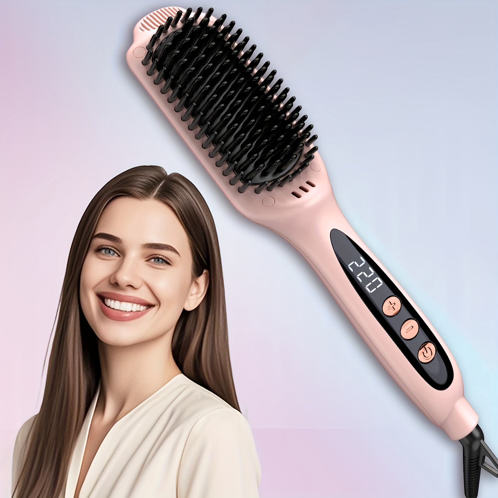 TEMU Hair Straightener Brush | Heated Hair Straightening Brush Flat Iron For Smooth, Anti Frizz Hair | Electric Hair Brush Straightener | Hot Brush