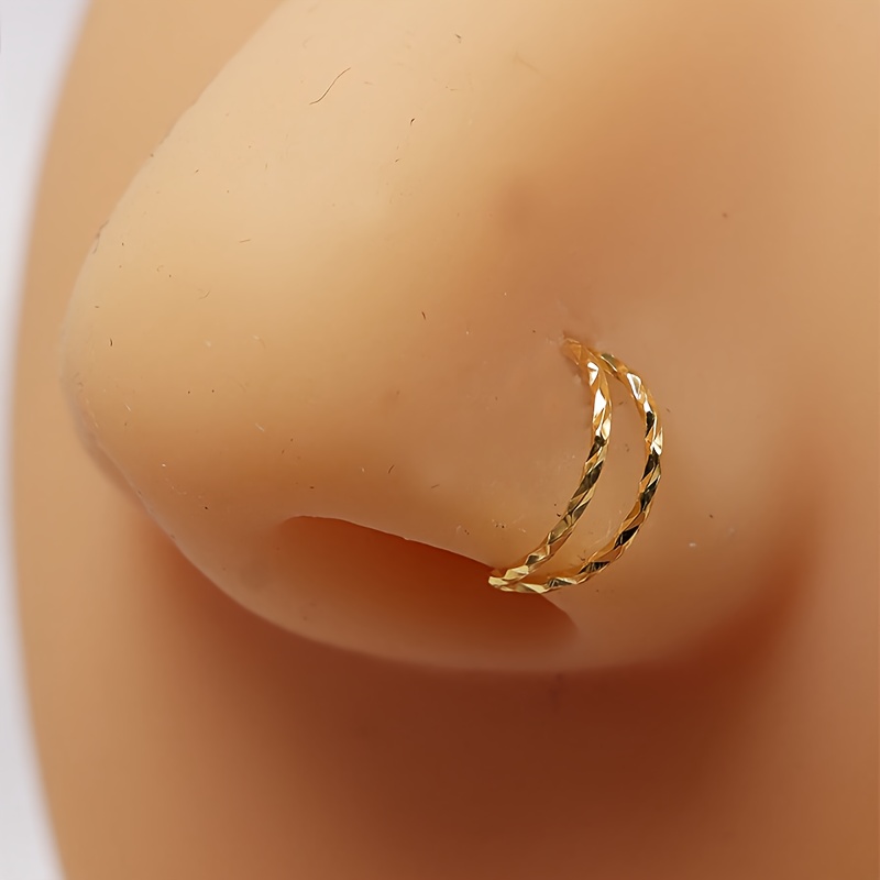 E-shop Sterlingsilber Nasenring, Ohrknorpel-Septum-Piercing-Clicker, Doppelreifen-Twist-Schmuck für Männer Frauen, geeignet für den , Halloween,