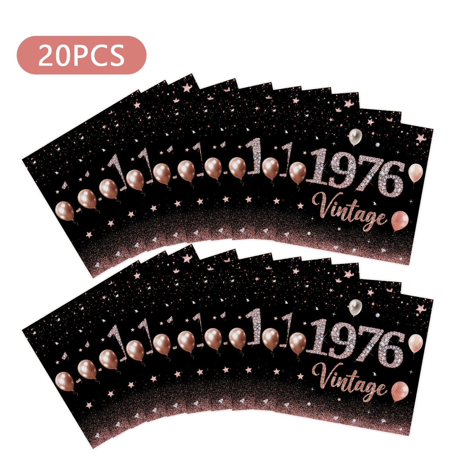 E-shop 20 Stück Schwarz & Roségold Geburtstagsparty Servietten – Ideal für 30., 50., 60., 80. Geburtstag Dekoration, Elegante Roségold Servietten für