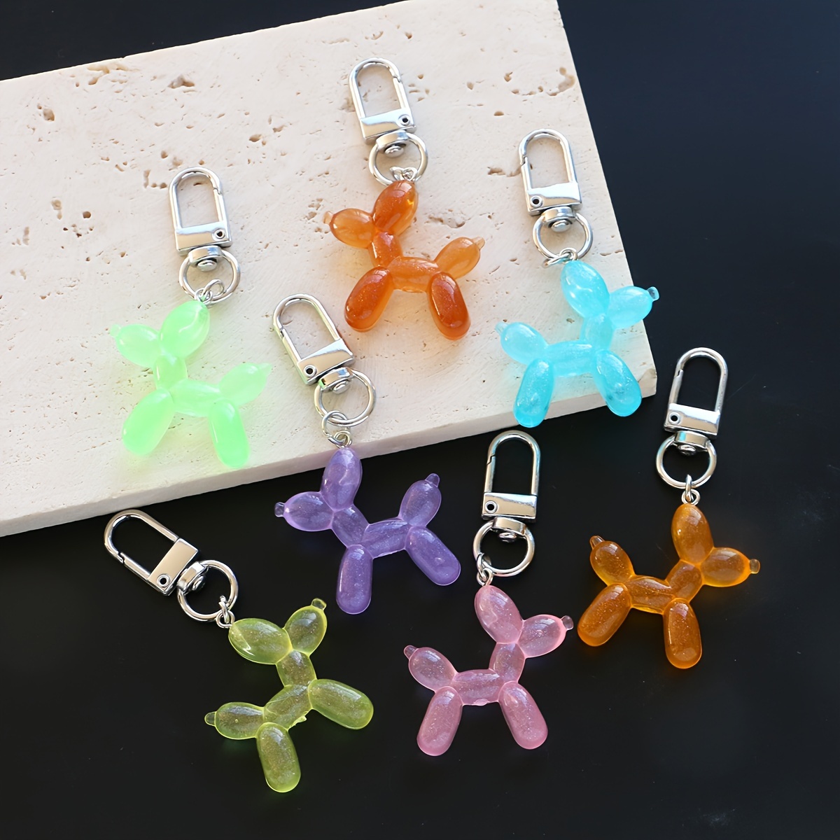 

7pcs -the-dark Cartoon Dog Keychain Set - Vibrant Resin Charms For Bags, Backpacks & Car Keys - Ideal Women's Gift, Dog Accessories