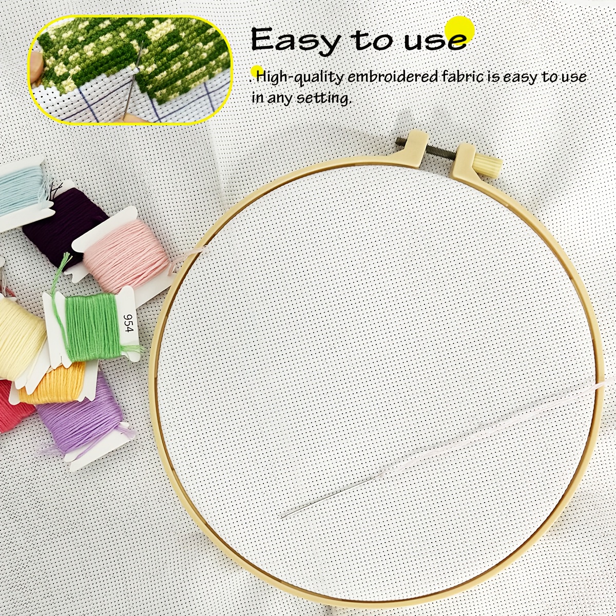 Large-Sized White Cross-Stitch Fabric Made of Polyester
