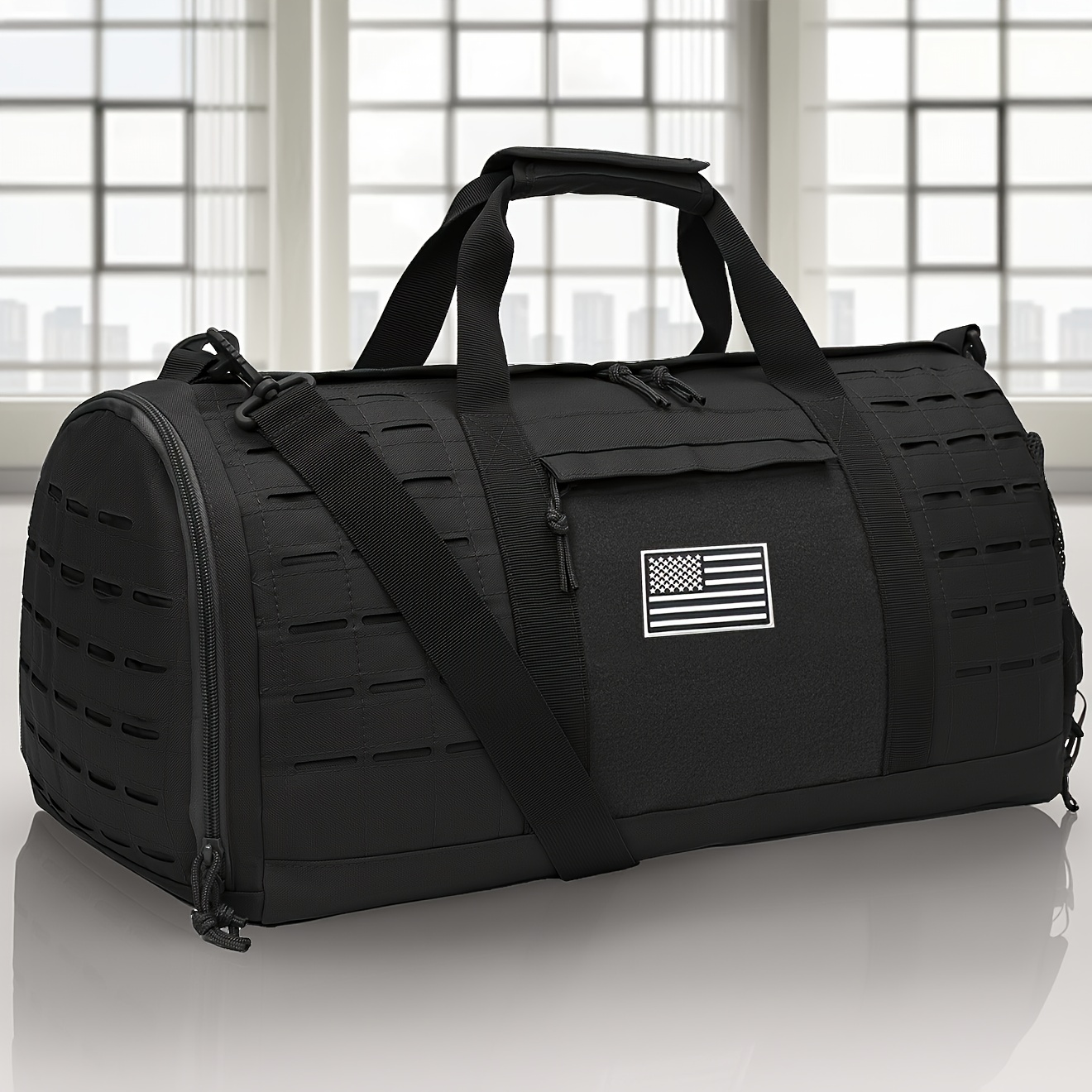 TEMU 40l Khaki Tactical Duffel Bag For Men Sport Gym Bag Fitness Tote Travel Duffel Bags Training Workout Bag With Shoe Compartment Basketball Weekender Bag