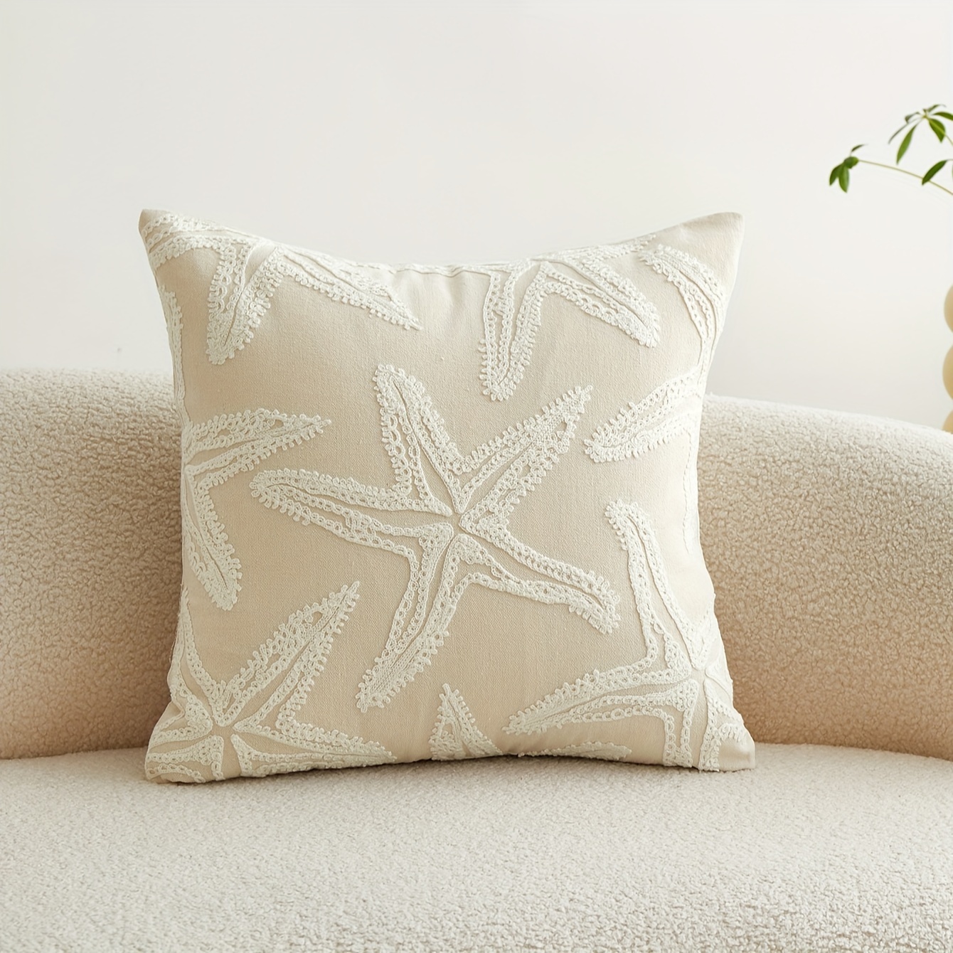 Commuting Ocean Breeze Starfish 3d Embroidered Pillow Cover For Home Decor, Suitable For Living Room And Bedroom.