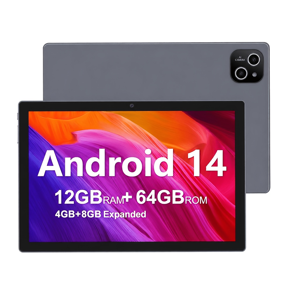 Image of Tablet 10.1-inch 14 Tablet, 64gb Rom+12gb(4gb+8gb Expansion) , Dual Camera, 8-core Processor, 1280 * 800ips High-definition Display, 2.4g 5g Wi Fi 6, , Tablet Pc
