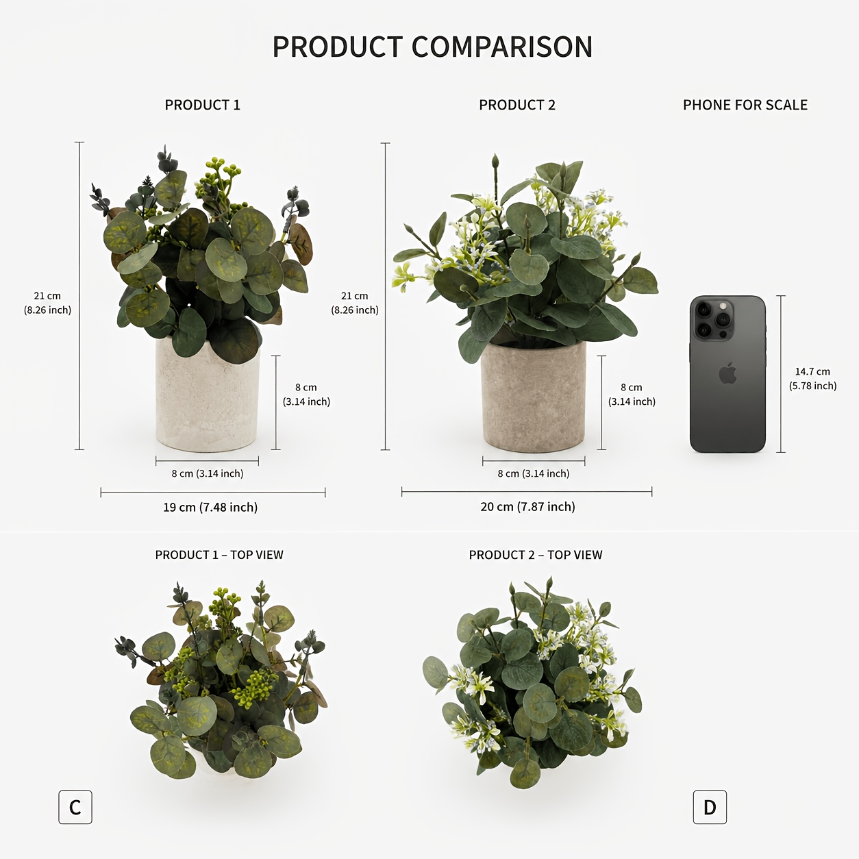 Image of 2pcs Set Of Artificial Potted Plants—suitable For Desktop Greenery Decoration In Homes And , For Thanksgiving Decoration Themes, Made Of Plastic Material
