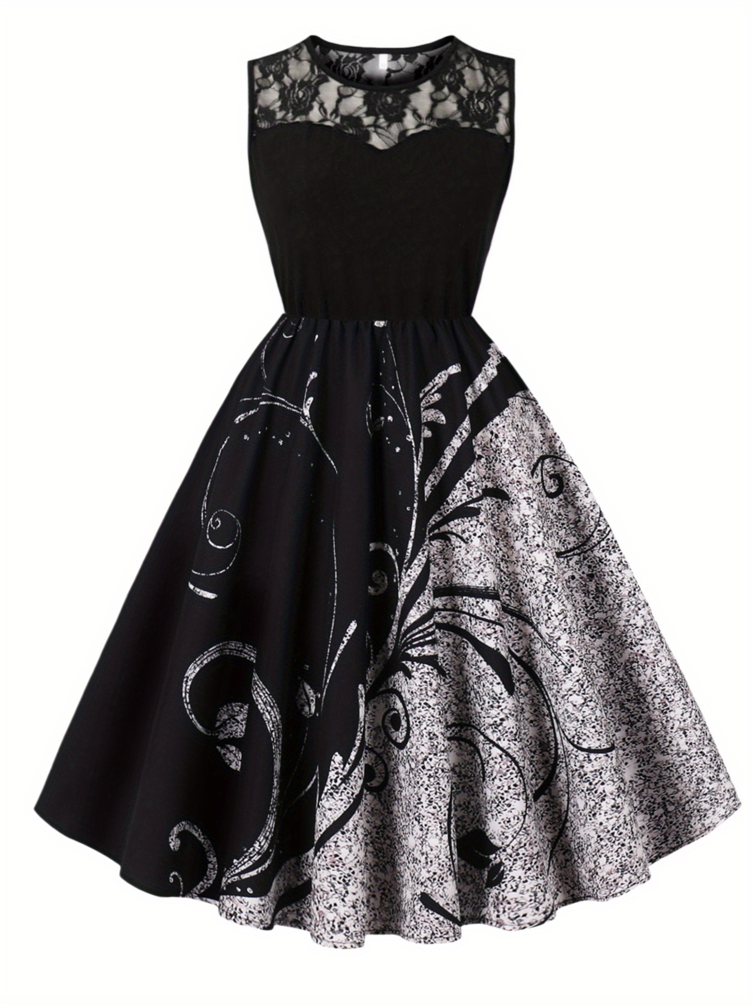 vestido retro estilo diseño floral elegante moderno Temu