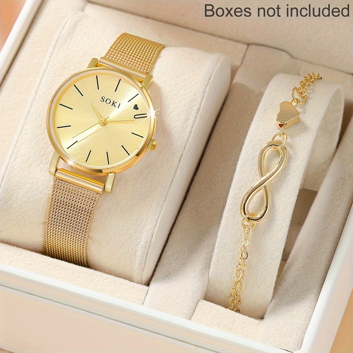 

Round Golden Quartz Watches Stainless Steel Strap Elegant Zinc Alloy Pointer And Jewelry Gifts For Eid