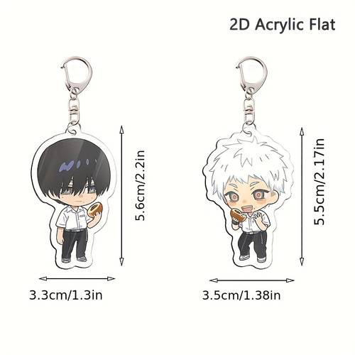 2d flat 2pcs anime chibi keychains cute chibi character key rings with lobster clasp suitable for fashion charms collectible anime gifts 2d flat