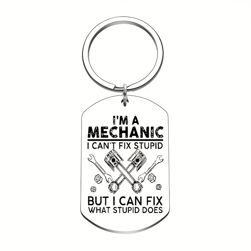 TEMU Funny Mechanic Gift Keychain - " But Fix Stupidity" Humor Tool Design Key Ring, Durable Metal Mechanic Key Chain, Father's Day Gift For Garage