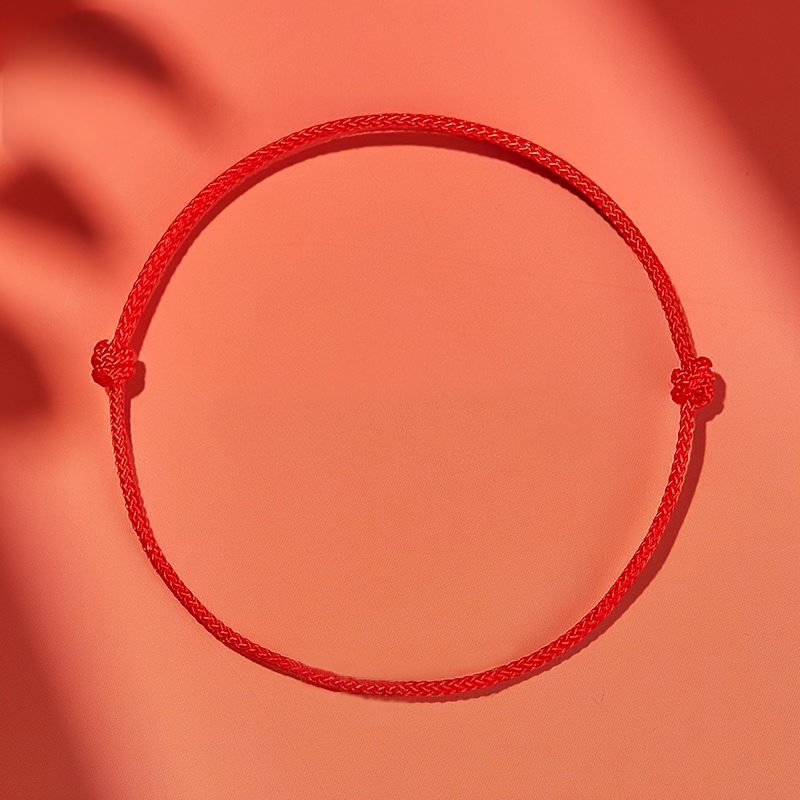 2pcs Bohemian Handwoven Red Rope Bracelets Adjustable Friendship & Love