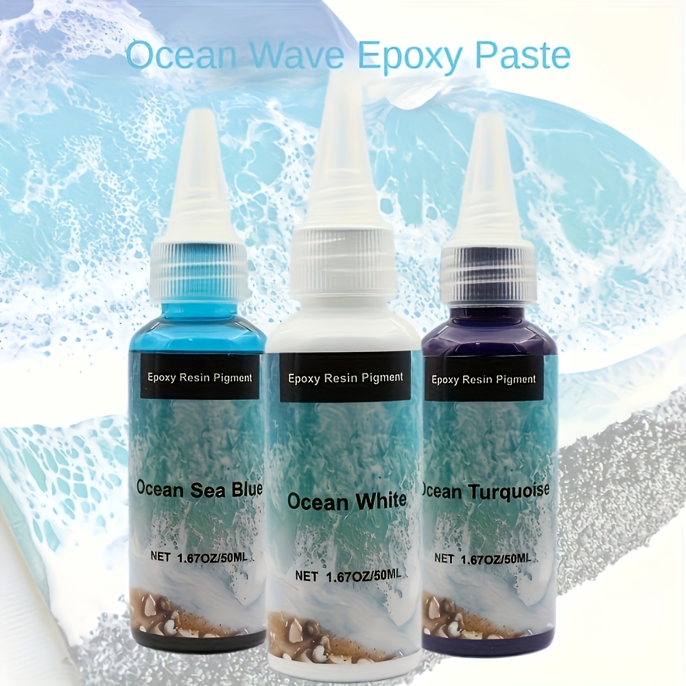 Image of 3pcs Ocean Wave Epoxy Resin Pigments, 50ml High-concentration Oil-based Dyes, Fade-resistant For Resin Art And Crafts, 1-10l Capacity