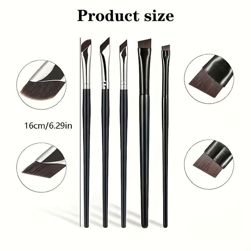 TEMU Set de 5 pinceaux de pour maquillage des yeux, comprenant un pinceau eyeliner de faucille, un pinceau eyeliner angulaire et un pinceau à