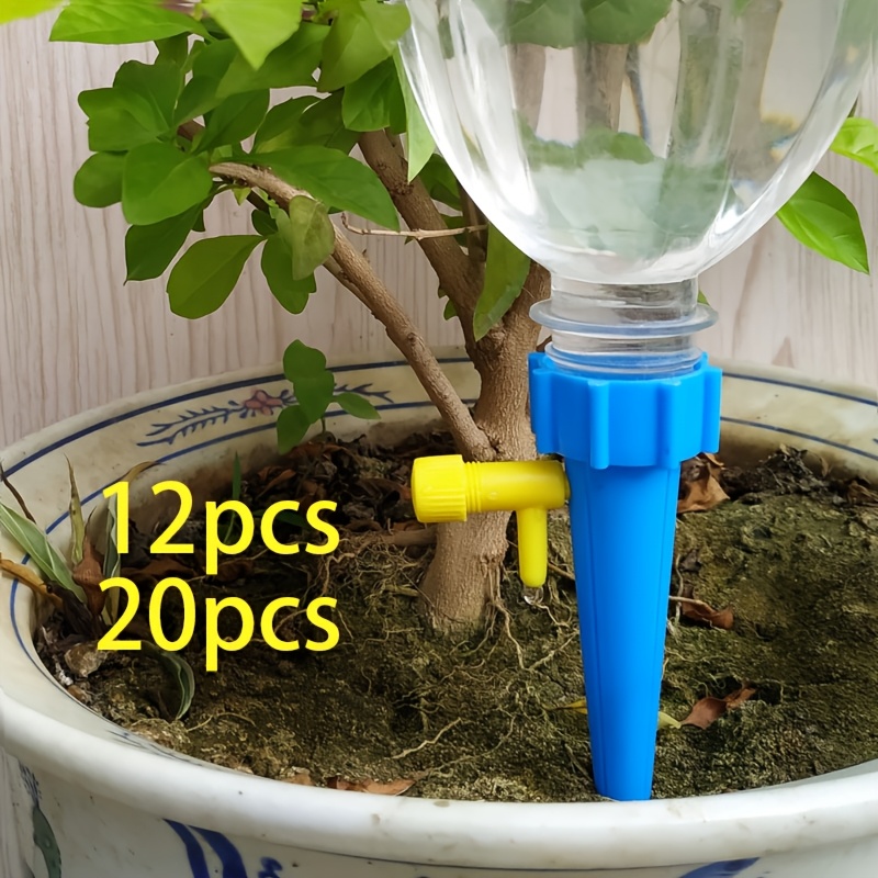 

12/20pcs Plant Watering With Adjustable Valve, Polypropylene Self-irrigation Spikes For Indoor Plants And Vacation Watering, Universal Bottle Adapter Drip System